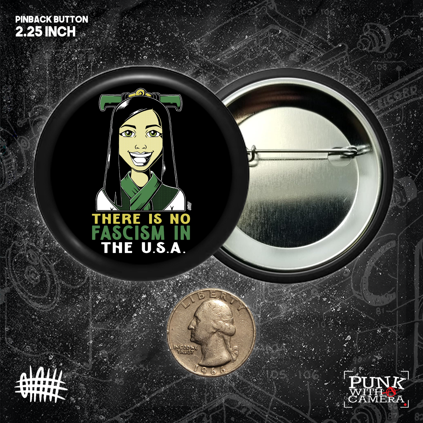 There Is No Fascism In The USA - Buttons (1, 1.25, 1.5, & 2.25 Inch)