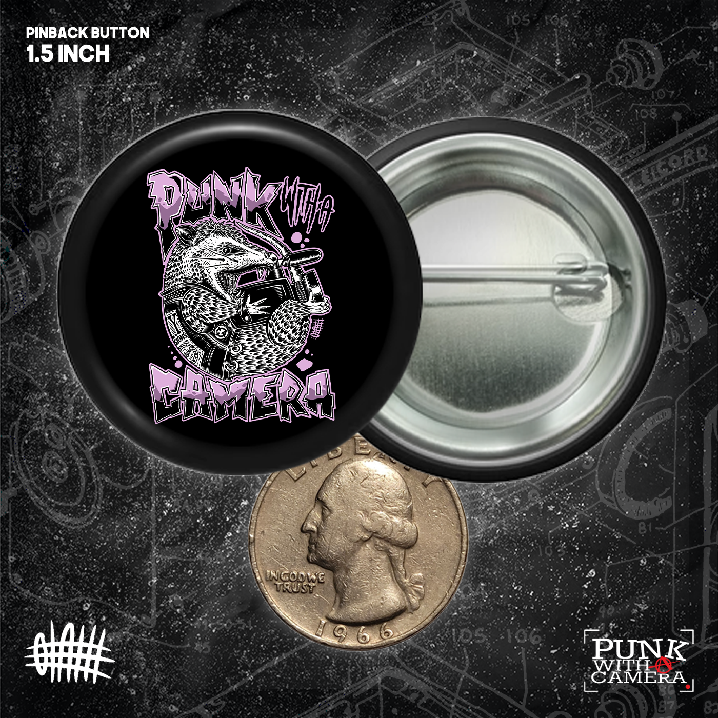 PWAC - Punk Rock Possum - Buttons (1.5, & 2.25 Inch)