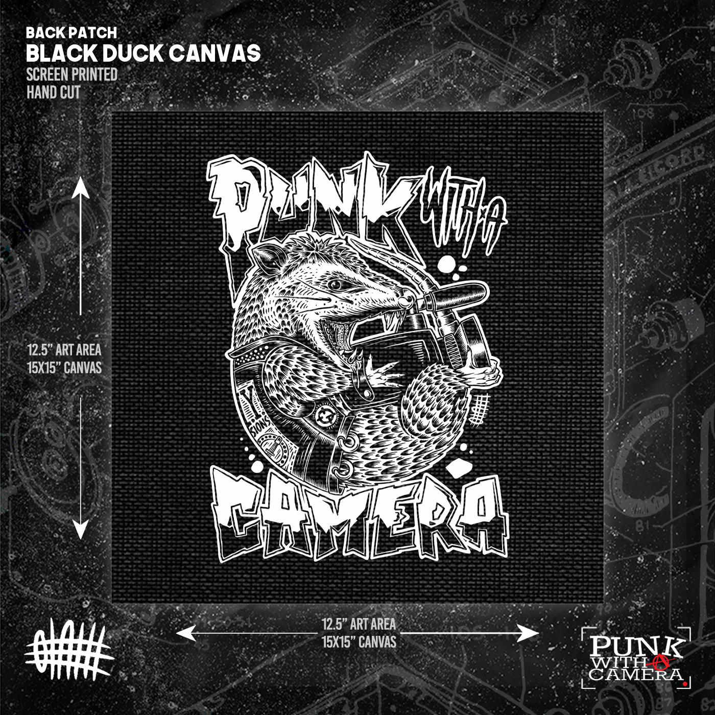 Punk With A Camera - Punk Rock Possum - Backpatch