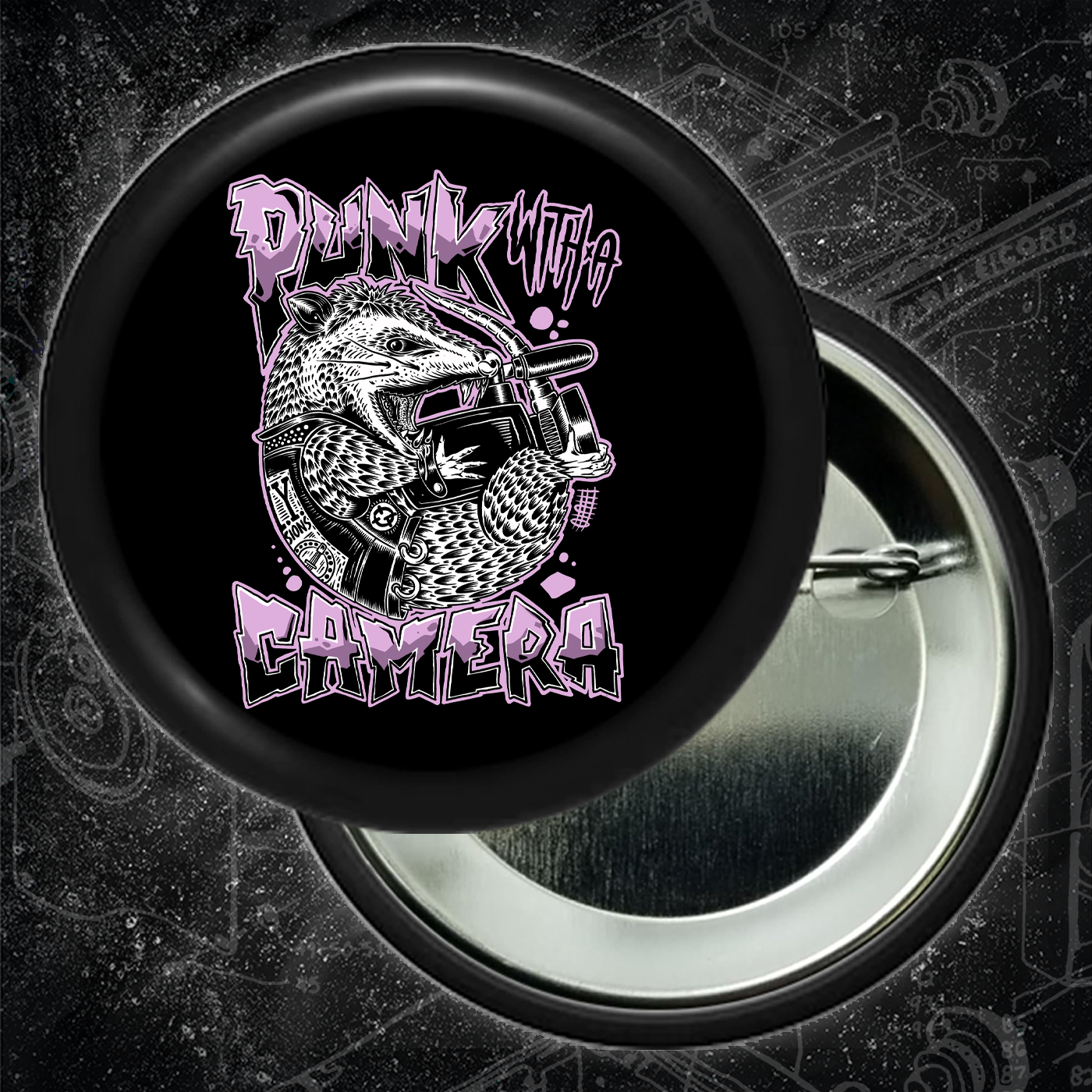 PWAC - Punk Rock Possum - Buttons (1.5, & 2.25 Inch)