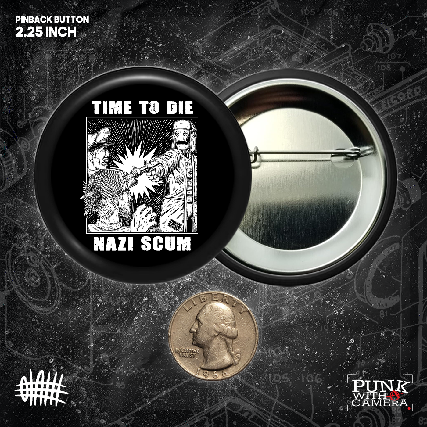 Time To Die Nazi Scum - Buttons (1.25, 1.5, & 2.25 Inch)