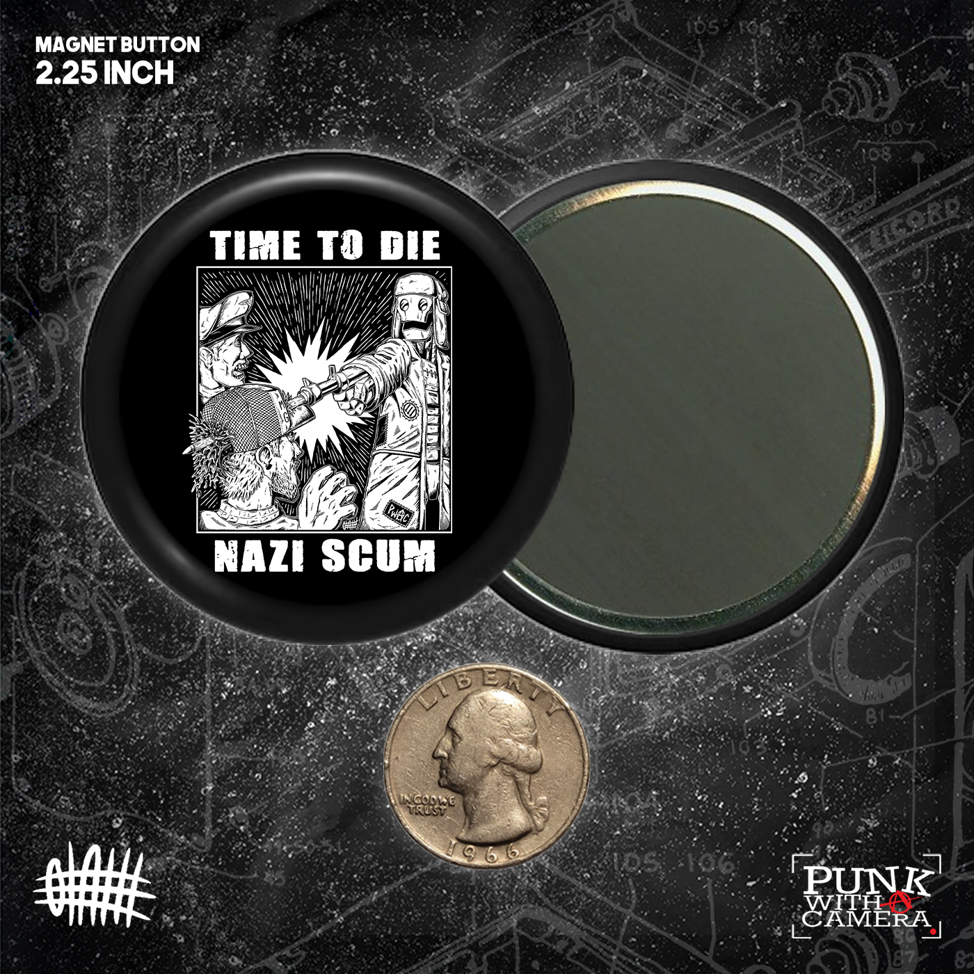 Time To Die Nazi Scum - Buttons (1.25, 1.5, & 2.25 Inch)