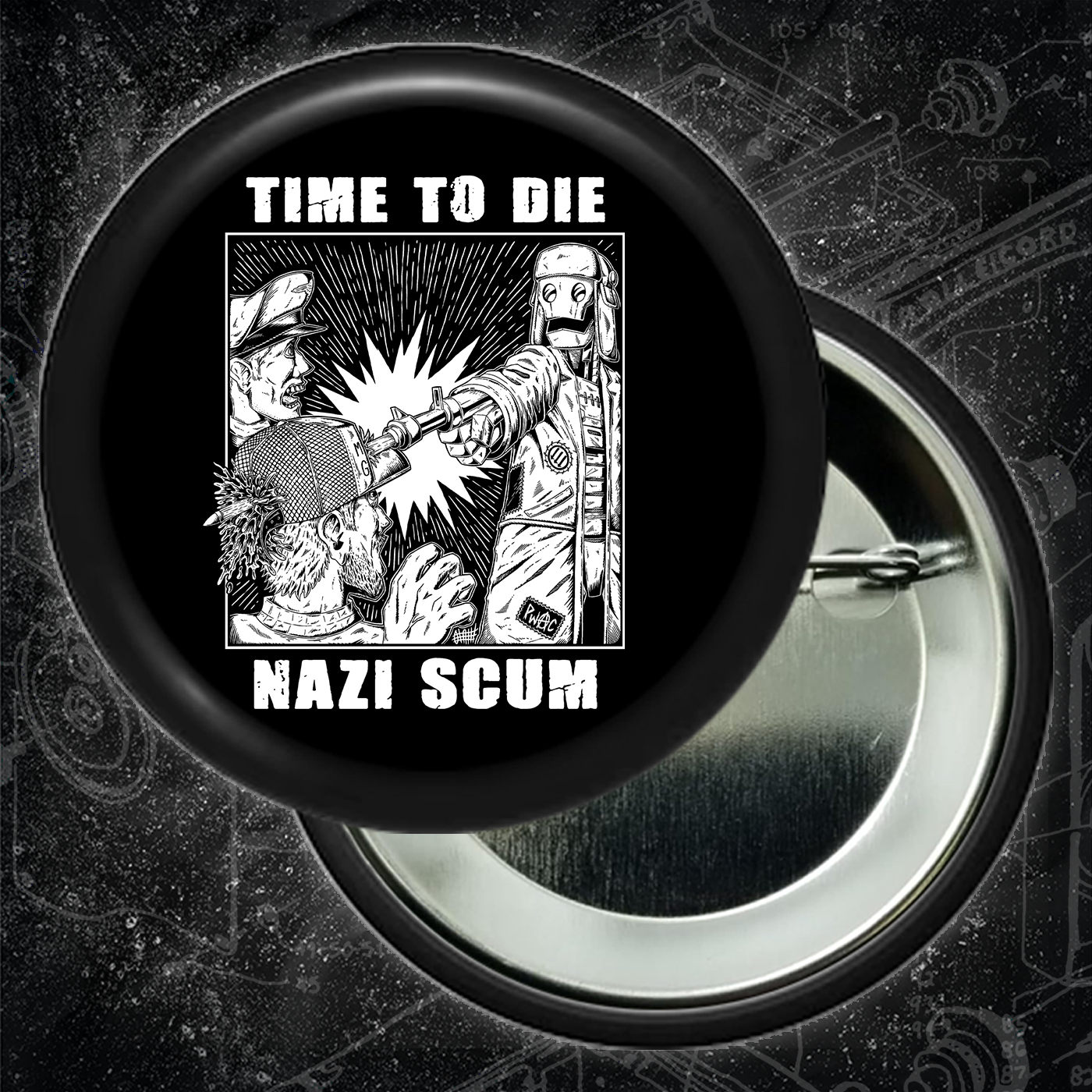 Time To Die Nazi Scum - Buttons (1.25, 1.5, & 2.25 Inch)