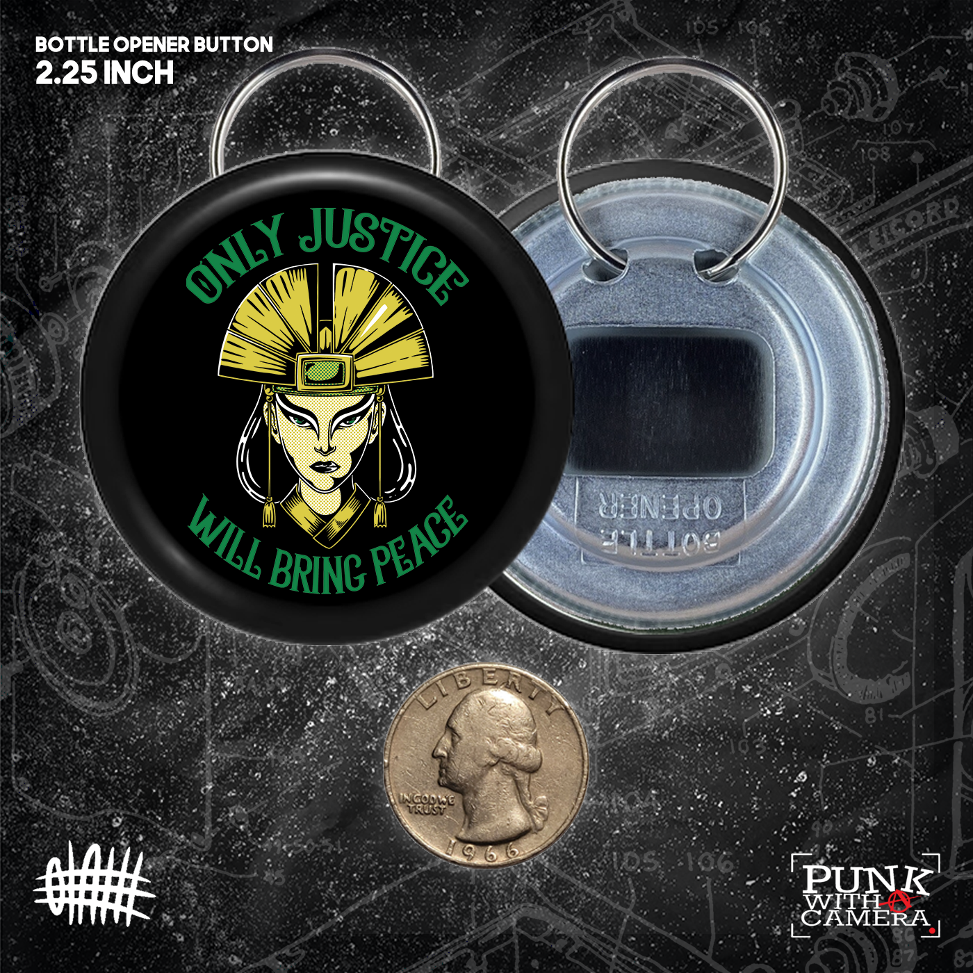Kyoshi Only Justice Will Bring Peace - Buttons (1, 1.25, 1.5, & 2.25 Inch)