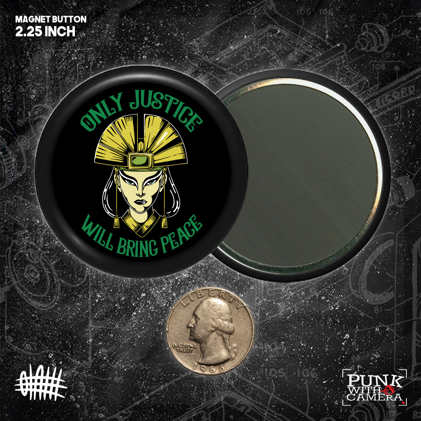 Kyoshi Only Justice Will Bring Peace - Buttons (1, 1.25, 1.5, & 2.25 Inch)