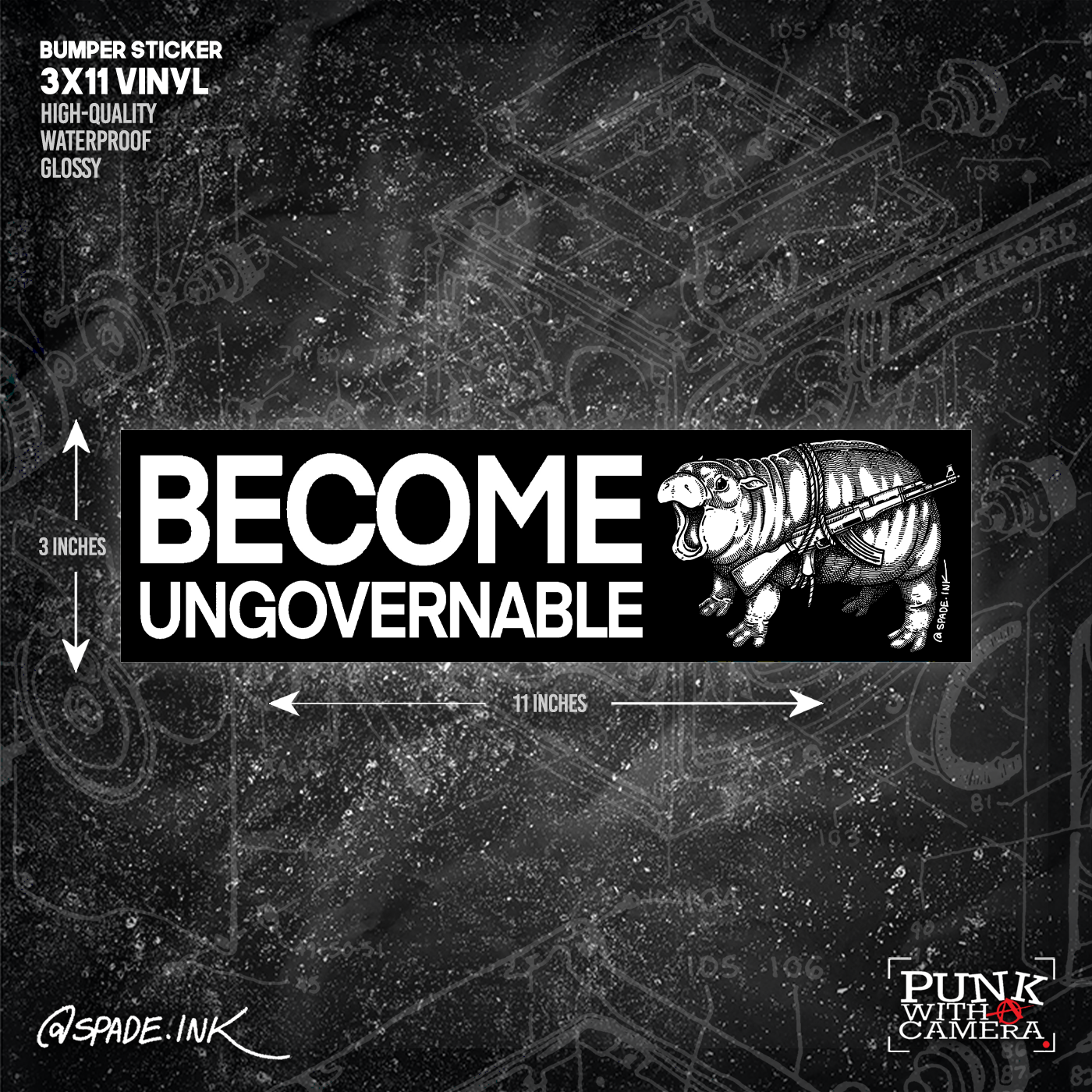 Moo Deng Become Ungovernable - Bumper Sticker (11X3)