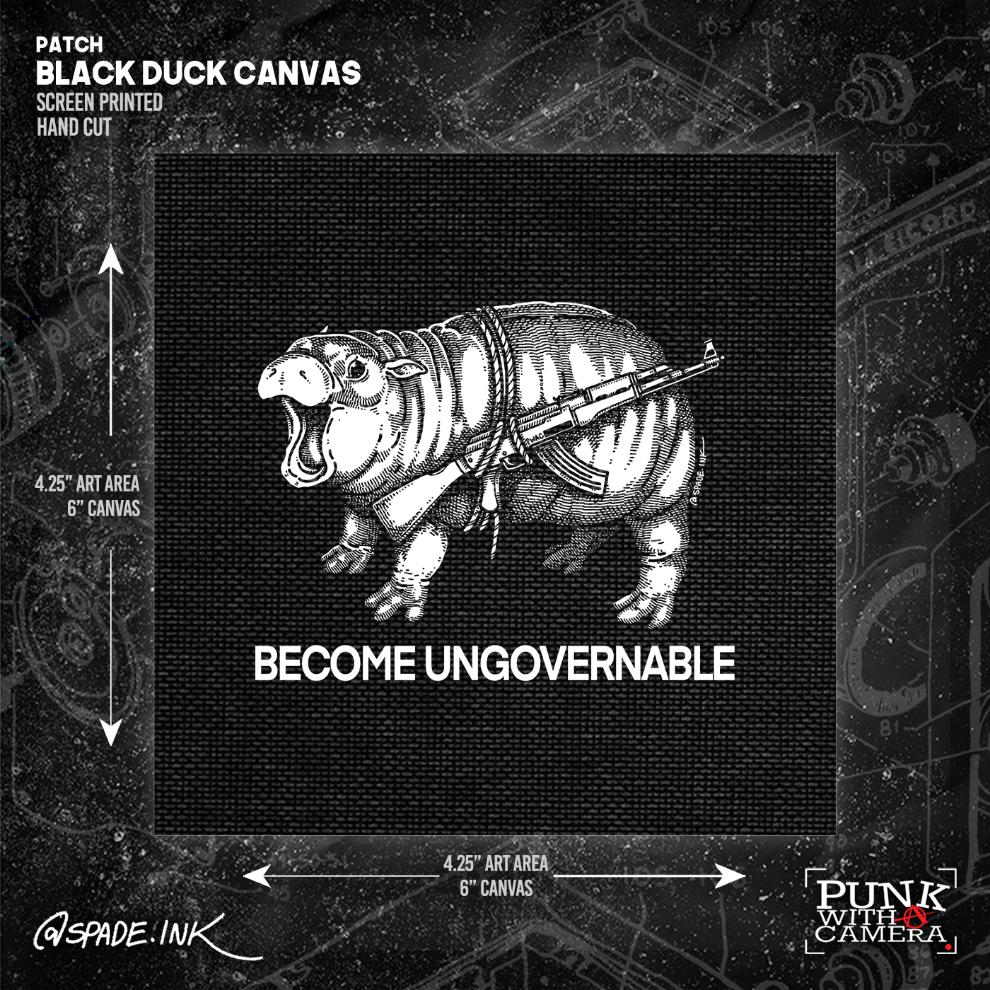 Moo Deng Become Ungovernable - Spade.Ink - Patch (6x6)