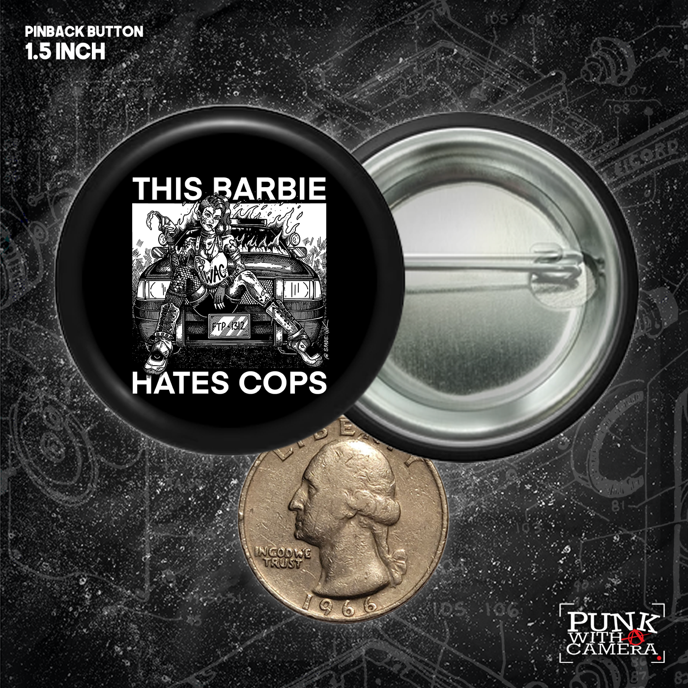 This Barbie Hates Cops - Buttons (1.5, & 2.25 Inch)