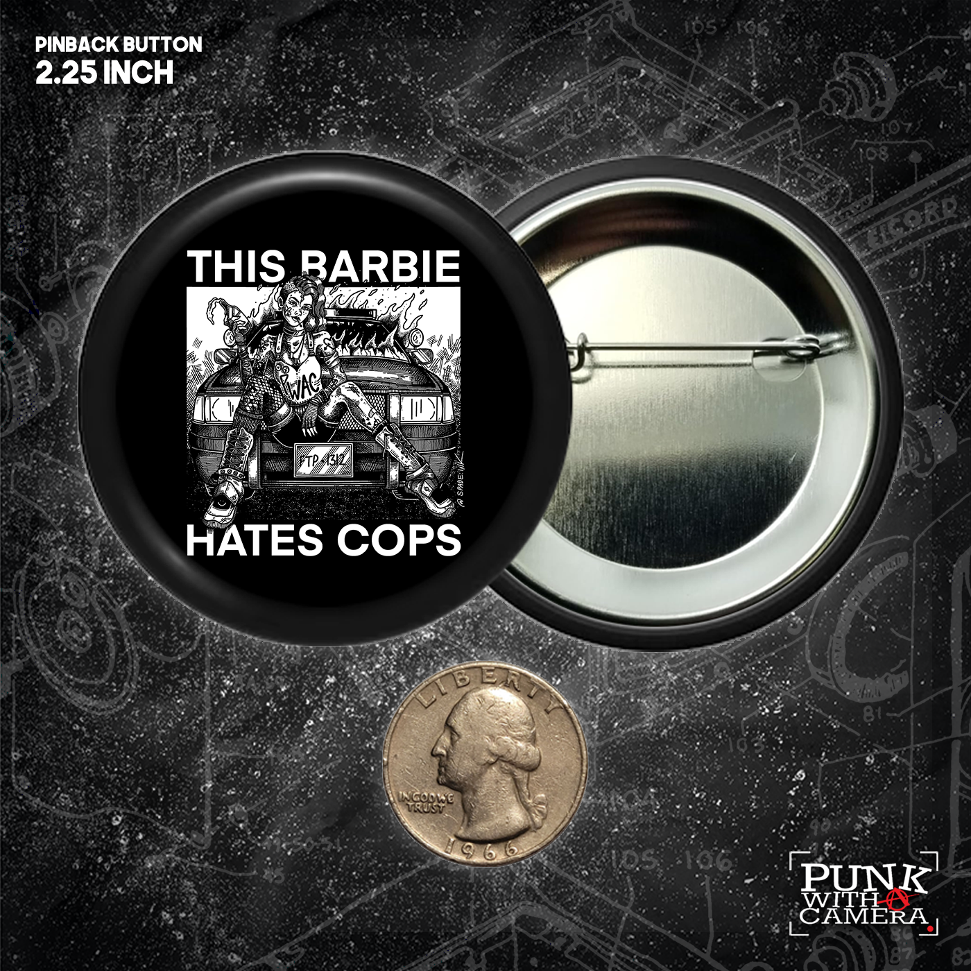 This Barbie Hates Cops - Buttons (1.5, & 2.25 Inch)