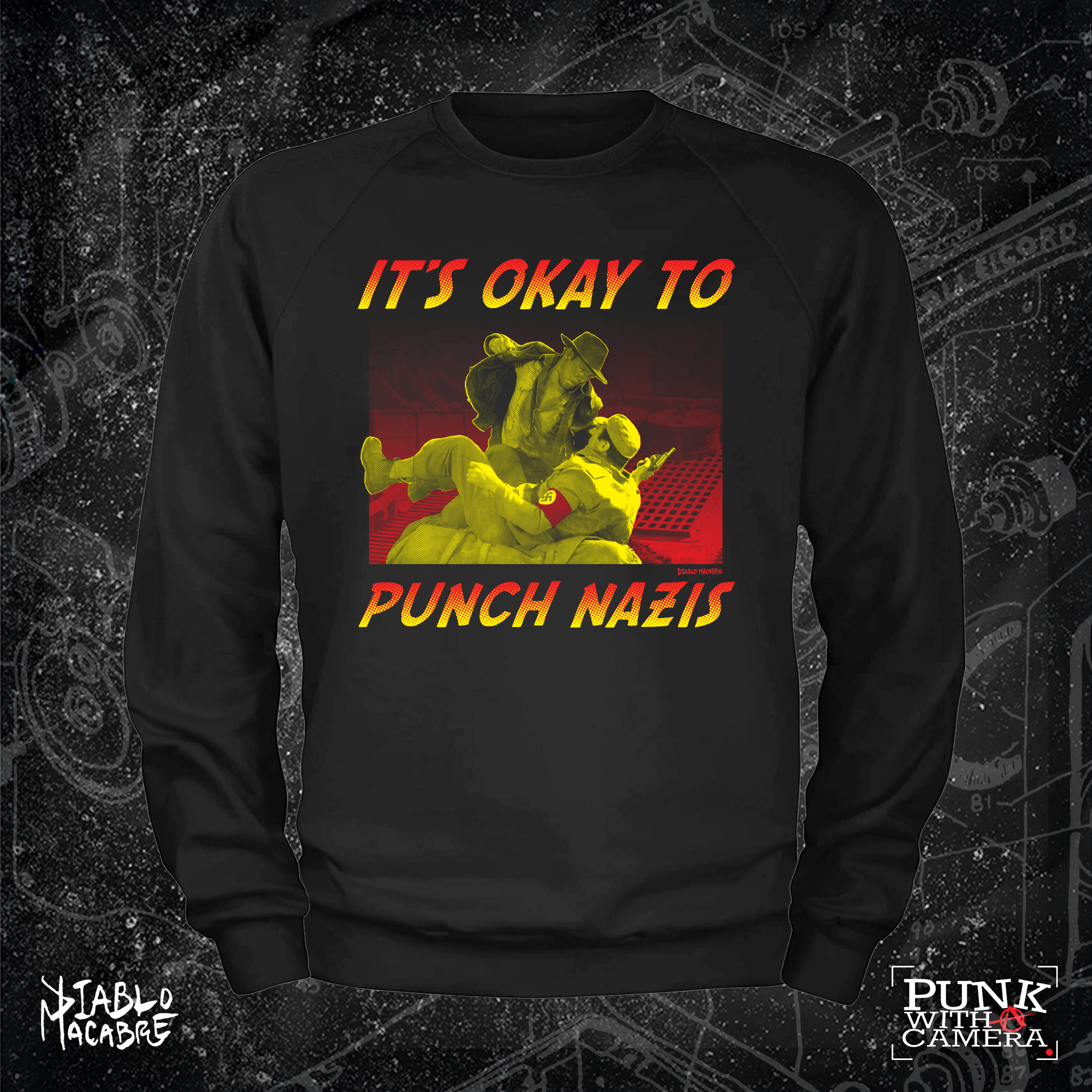Its Okay To Punch Nazis - Two Color Version - Diablo Macabre