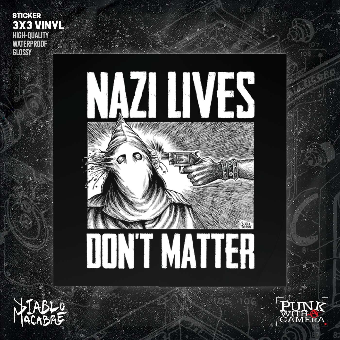 Nazi Lives Don't Matter - Gun - Sticker (3X3)