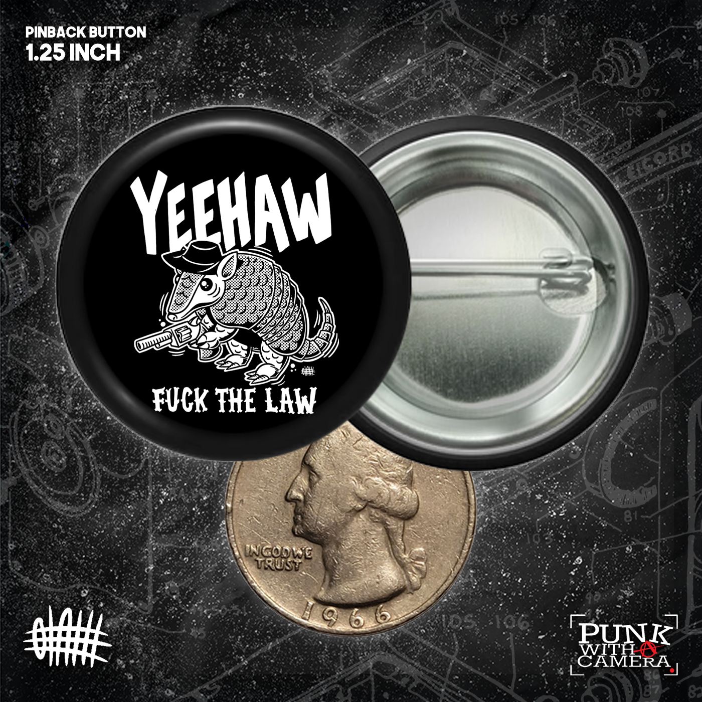 Yeehaw Fuck The Law Gun - Buttons (1, 1.25, 1.5, & 2.25 Inch)