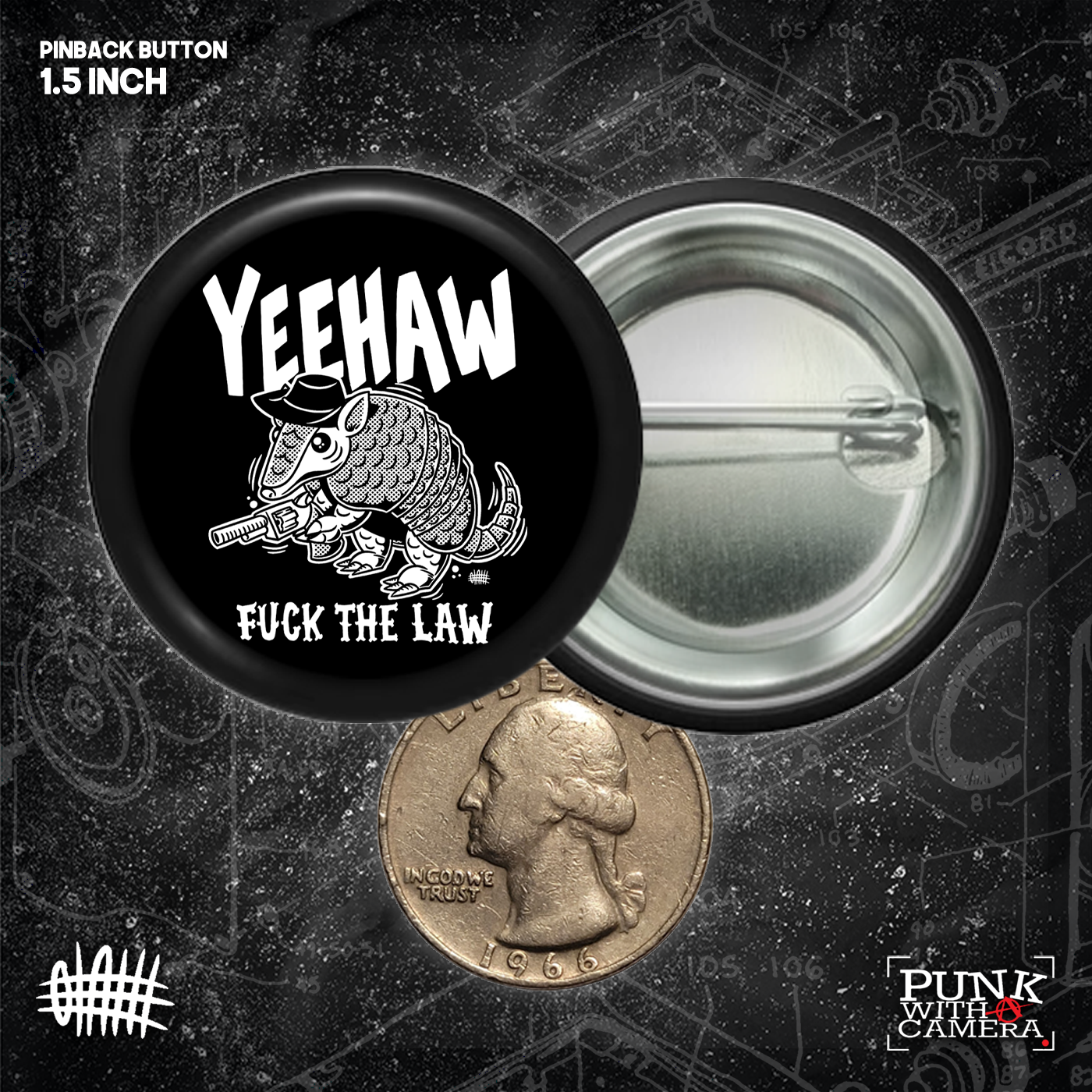 Yeehaw Fuck The Law Gun - Buttons (1, 1.25, 1.5, & 2.25 Inch)