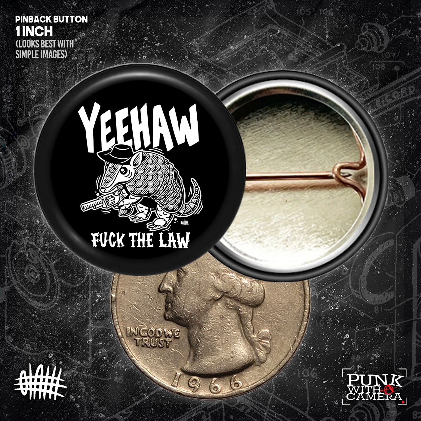 Yeehaw Fuck The Law Gun - Buttons (1, 1.25, 1.5, & 2.25 Inch)
