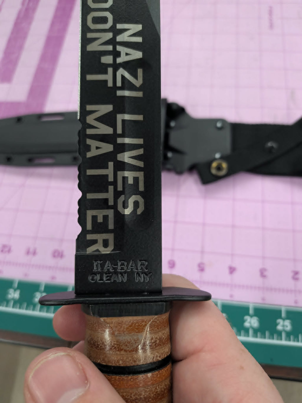 Kabar USMC Fighting Knife - Fixed Blade With Sheath - Laser Engraved