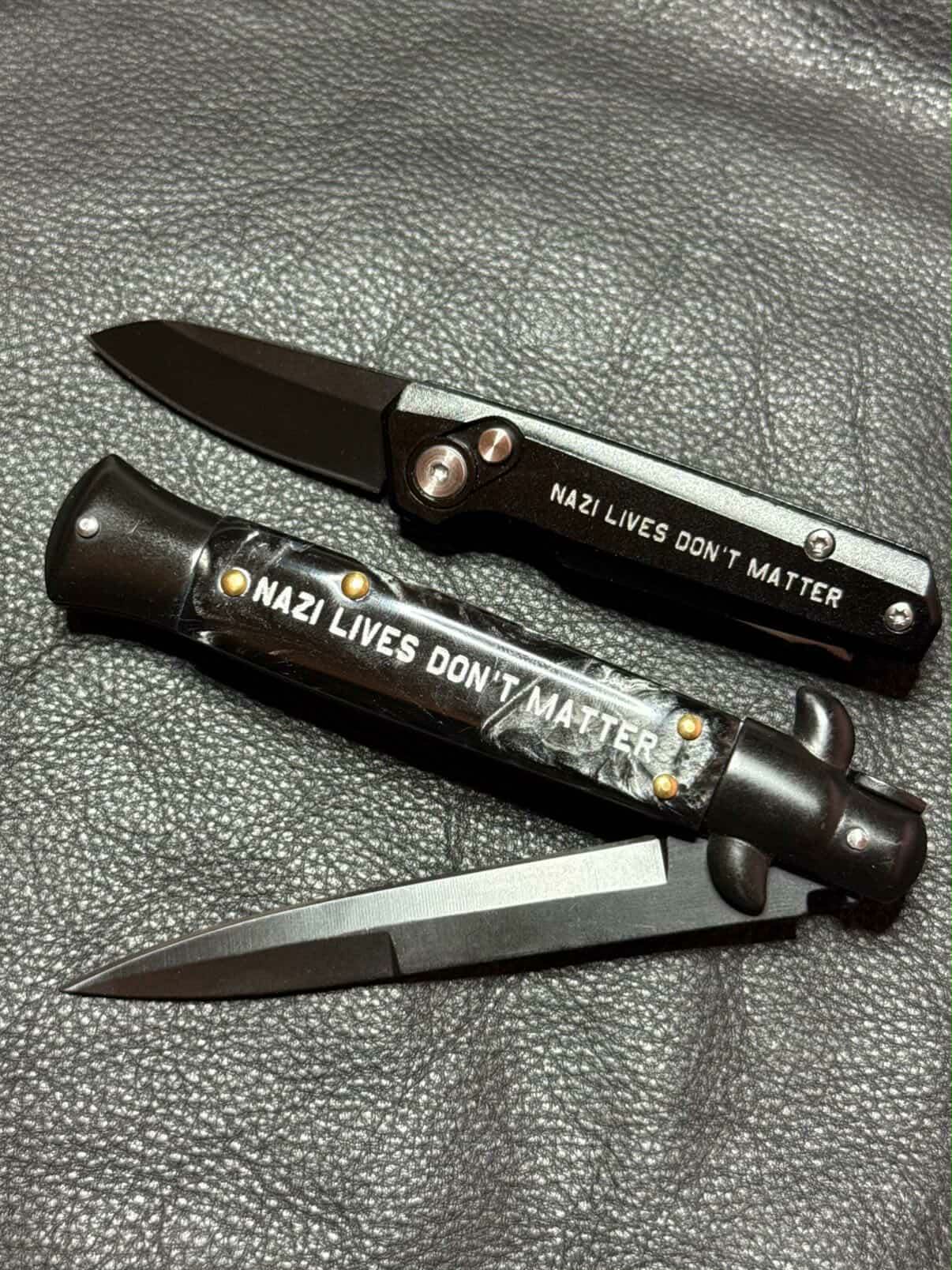 Nazi Lives Don't Matter - Engraved Switchblade