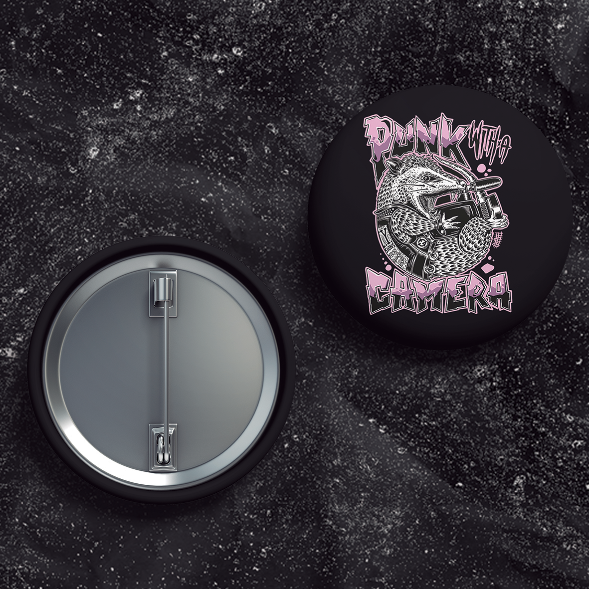 PWAC - Punk Rock Possum - Buttons (1, 1.5, & 2.25 Inch)