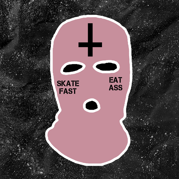 Skate Fast Eat Ass With Cross - Embroidered Ski Mask