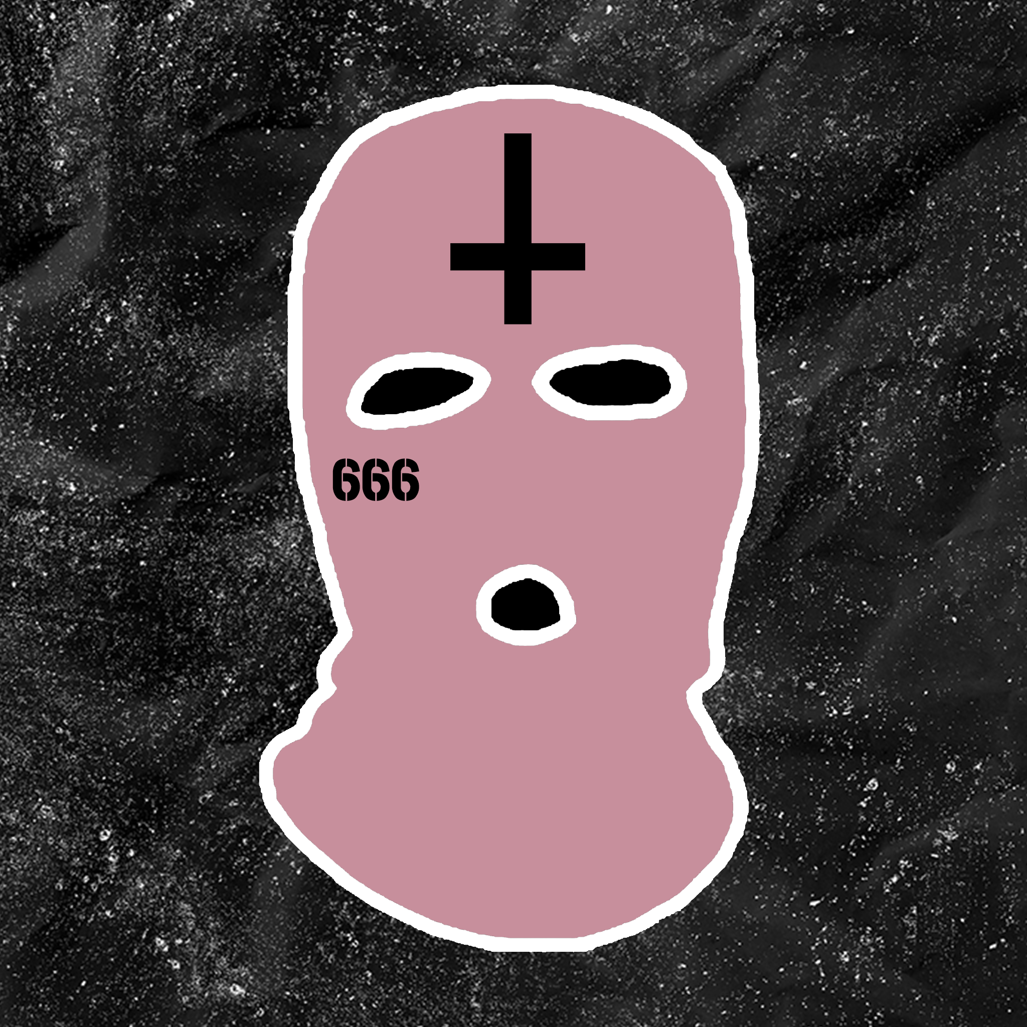 666 With Cross - Embroidered Ski Mask