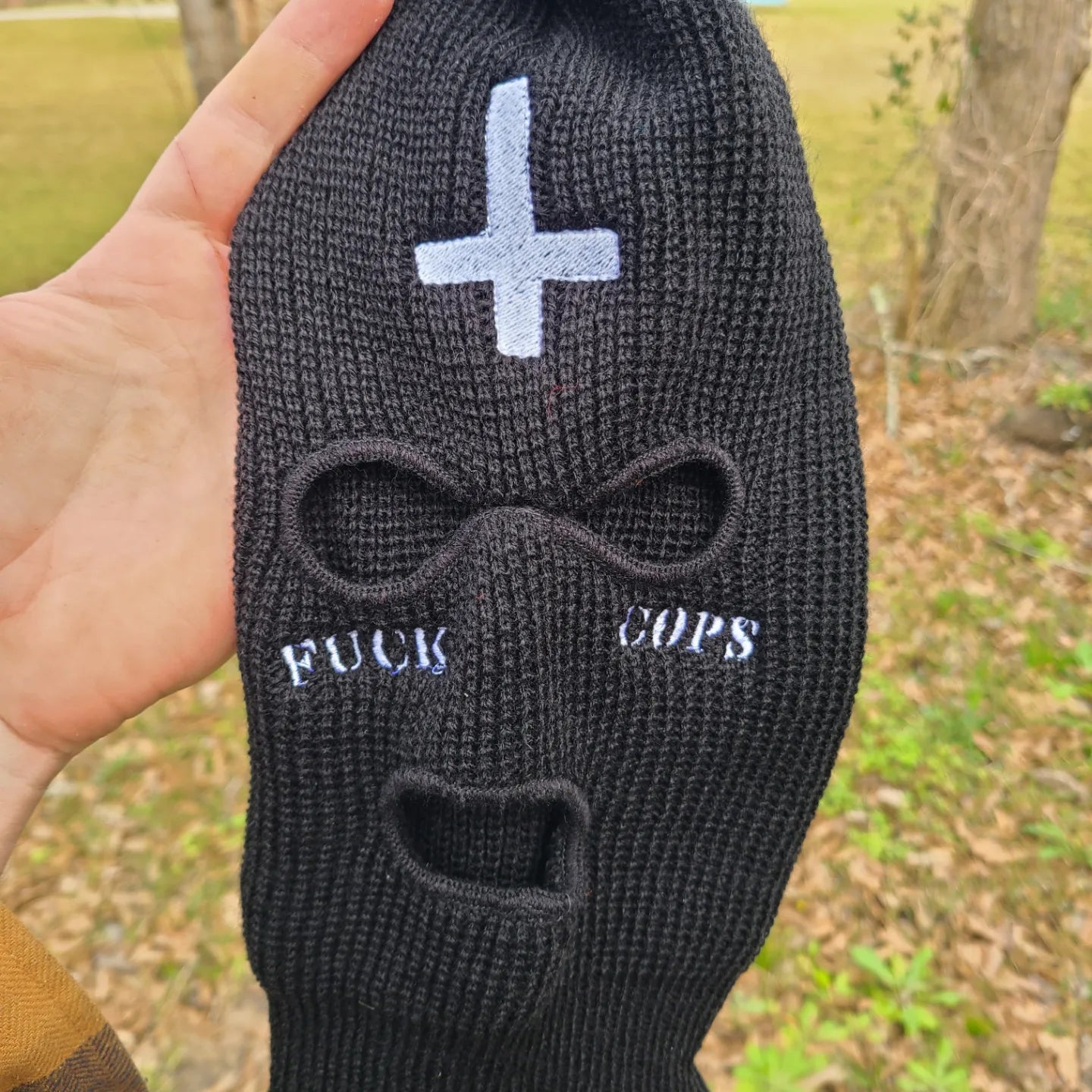 Fuck Cops With Cross - Embroidered Ski Mask