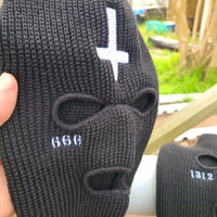 666 With Cross - Embroidered Ski Mask
