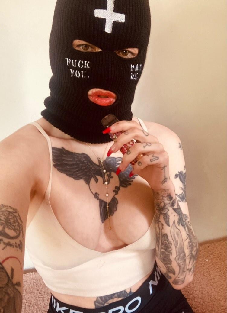 Fuck You Pay Me With Cross - Embroidered Ski Mask